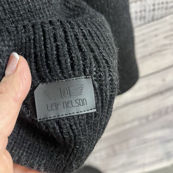 Leif Nelson Mens Pullover Sweater size Large Black Zipper Pockets Name Logo - Picture 6 of 10